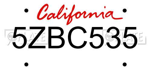5ZBC535 California License Plate