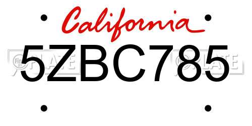 5ZBC785 California License Plate