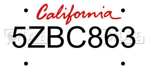 5ZBC863 California License Plate