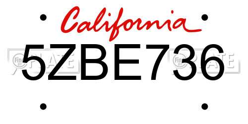 5ZBE736 California License Plate