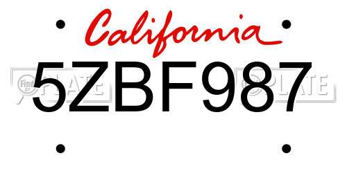 5ZBF987 California License Plate