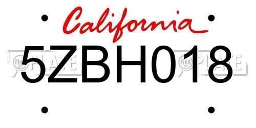 5ZBH018 California License Plate
