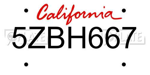 5ZBH667 California License Plate