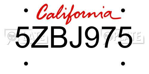 5ZBJ975 California License Plate
