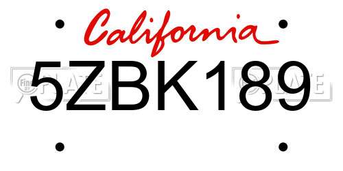 5ZBK189 California License Plate