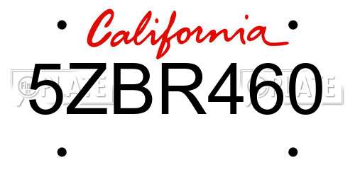 5ZBR460 California License Plate