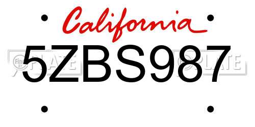 5ZBS987 California License Plate