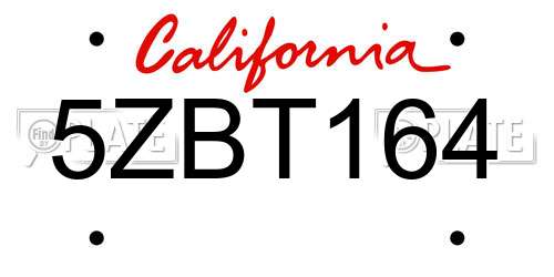 5ZBT164 California License Plate