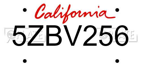 5ZBV256 California License Plate