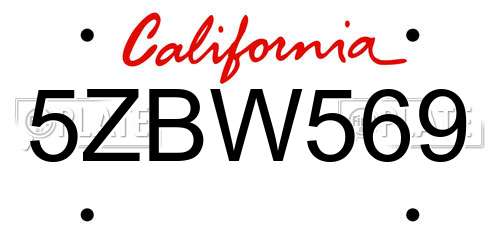 5ZBW569 California License Plate