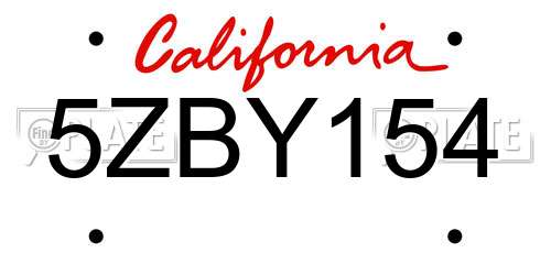 5ZBY154 California License Plate
