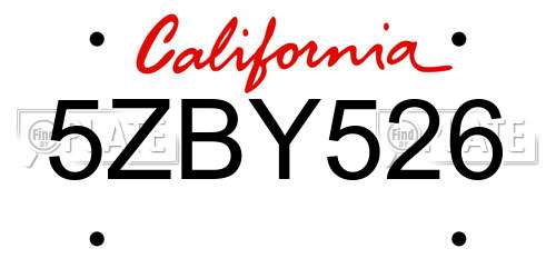 5ZBY526 California License Plate