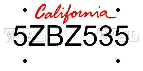 5ZBZ535 California License Plate