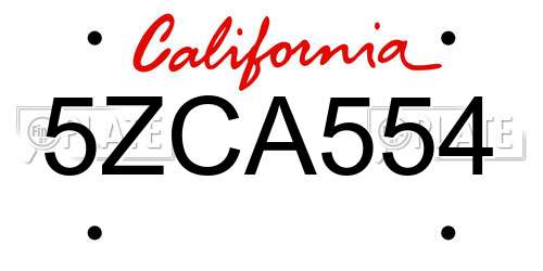 5ZCA554 California License Plate