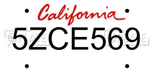5ZCE569 California License Plate