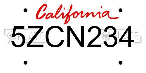 5ZCN234 California License Plate