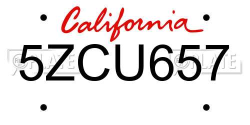 5ZCU657 California License Plate