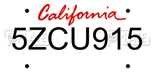 5ZCU915 California License Plate