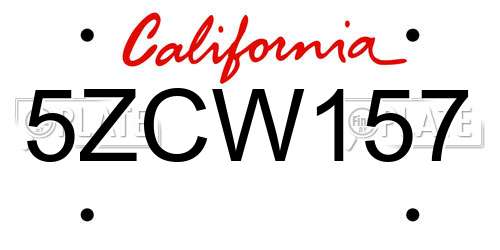 5ZCW157 California License Plate