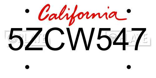 5ZCW547 California License Plate