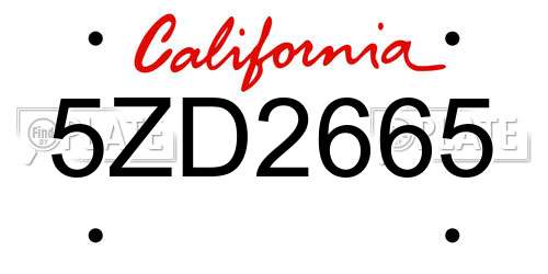 5ZD2665 California License Plate