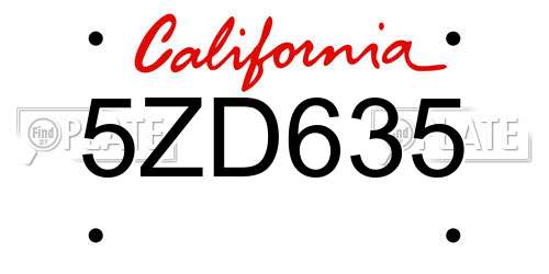 5ZD635 California License Plate