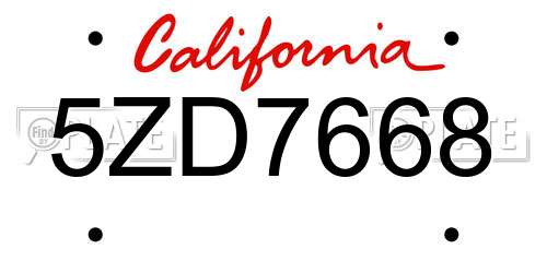 5ZD7668 California License Plate