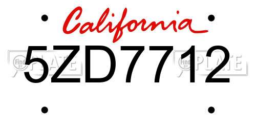 5ZD7712 California License Plate