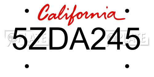 5ZDA245 California License Plate