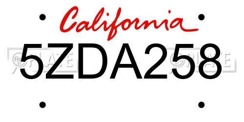 5ZDA258 California License Plate