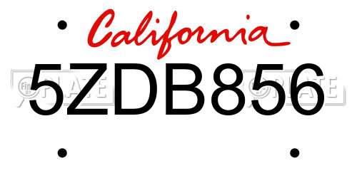 5ZDB856 California License Plate