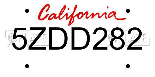 5ZDD282 California License Plate