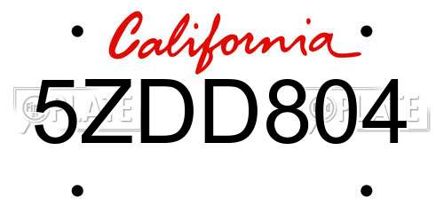 5ZDD804 California License Plate
