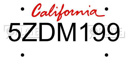 5ZDM199 California License Plate