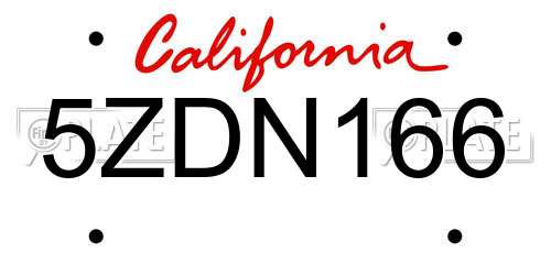 5ZDN166 California License Plate
