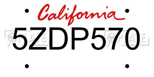 5ZDP570 California License Plate