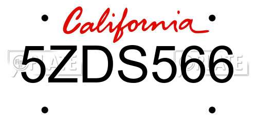 5ZDS566 California License Plate