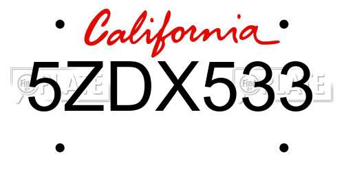 5ZDX533 California License Plate