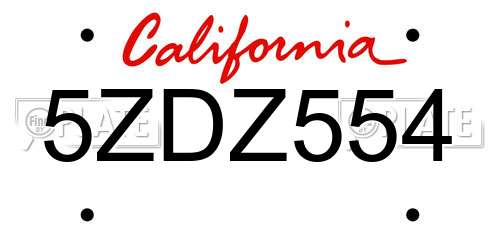 5ZDZ554 California License Plate