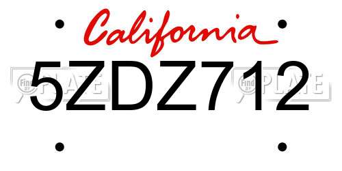 5ZDZ712 California License Plate