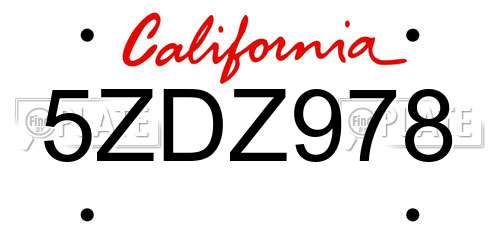 5ZDZ978 California License Plate