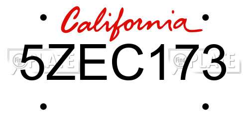 5ZEC173 California License Plate
