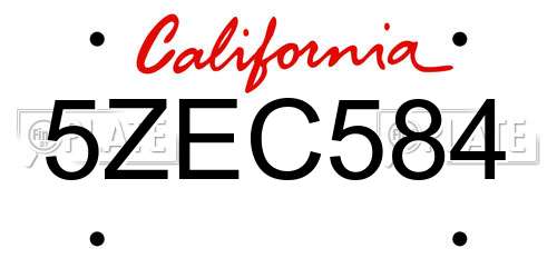 5ZEC584 California License Plate