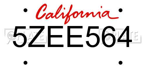 5ZEE564 California License Plate