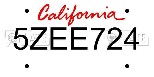 5ZEE724 California License Plate