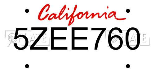 5ZEE760 California License Plate