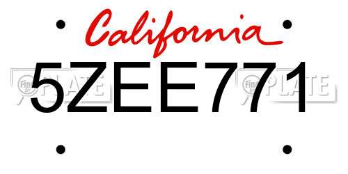 5ZEE771 California License Plate