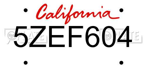 5ZEF604 California License Plate