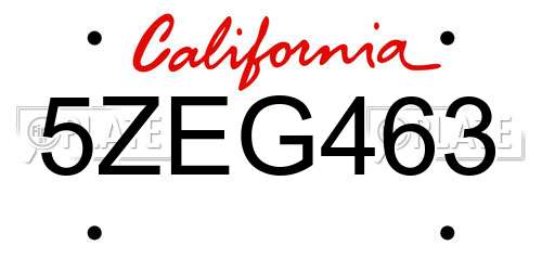 5ZEG463 California License Plate