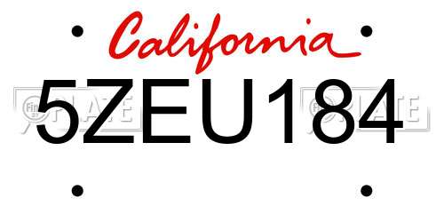5ZEU184 California License Plate